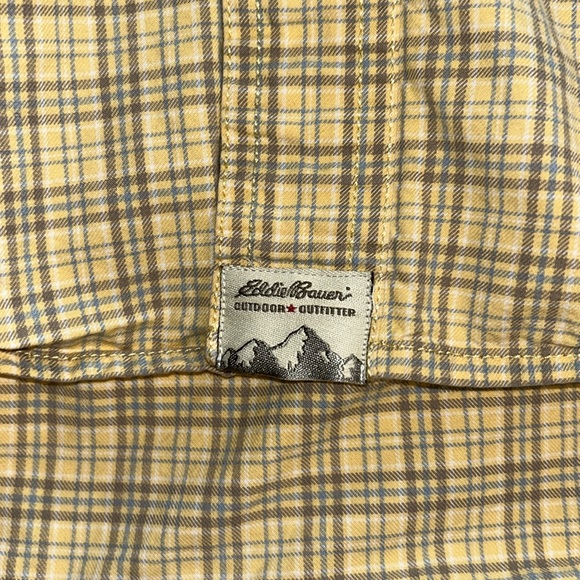 Eddie Bauer Button Up Men's Size L Yellow & Gray Long Sleeve - Picture 6 of 10